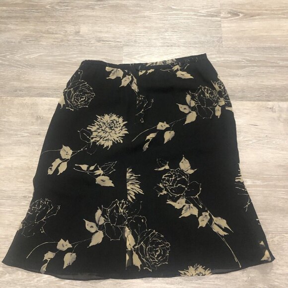 Cynthia‎ Howie Skirt Womens SZ 12 Black Floral Silk Whimsigoth Boho Hippie - Picture 5 of 5